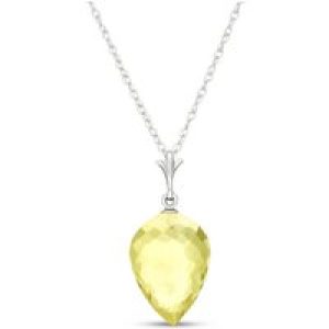 Lemon Quartz Savannah Drop Pendant Necklace in 9ct White Gold