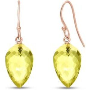 Lemon Quartz Salma Dimensional Drop Earrings in 9ct Rose Gold