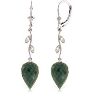 Emerald & Diamond Vine Drop Earrings in 9ct White Gold