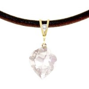 White Topaz & Diamond Aveline Dimensional Choker Pendant Necklace in 9ct Gold