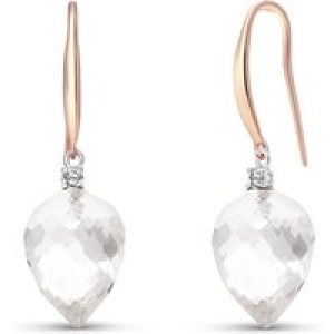 White Topaz & Diamond Astrid Classic Drop Earrings in 9ct Rose Gold