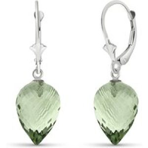 Green Amethyst Salma Dimensional Drop Earrings in 9ct White Gold