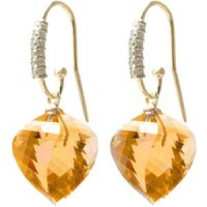 Citrine & Diamond Prominent Geometric Drop Earrings in 9ct Gold