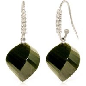 Spinel & Diamond Prominent Geometric Drop Earrings in 9ct White Gold