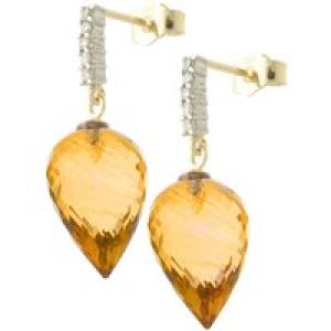 Citrine & Diamond Avery Dimensional Stud Drop Earrings in 9ct Gold