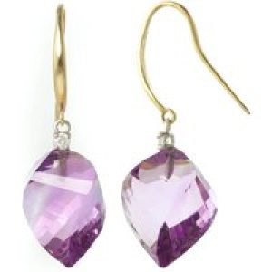 Amethyst & Diamond Geometric Drop Earrings in 9ct Gold