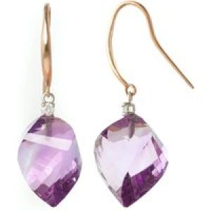 Amethyst & Diamond Geometric Drop Earrings in 9ct Rose Gold