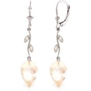 White Topaz & Diamond Vine Drop Earrings in 9ct White Gold