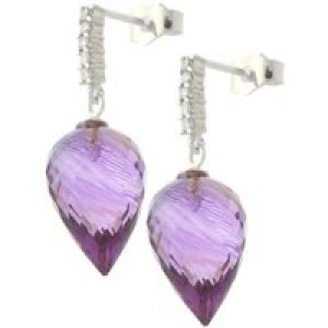 Amethyst & Diamond Avery Dimensional Stud Drop Earrings in 9ct White Gold