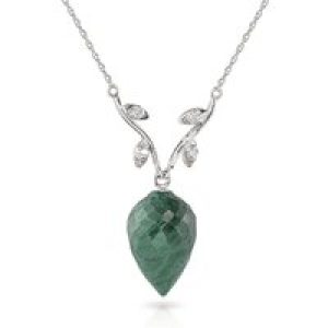 Emerald & Diamond Gwen Dimensional Vine Pendant Necklace in 9ct White Gold