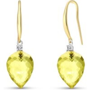 Lemon Quartz & Diamond Astrid Classic Drop Earrings in 9ct Gold