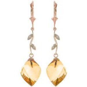 Citrine & Diamond Dimensional Drop Earrings in 9ct Rose Gold