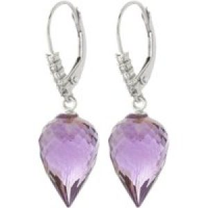 Amethyst & Diamond Astrid Contemporary Drop Earrings in 9ct White Gold