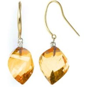 Citrine & Diamond Geometric Drop Earrings in 9ct Gold