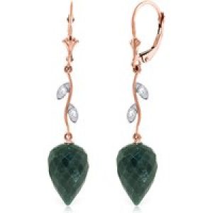 Emerald & Diamond Vine Drop Earrings in 9ct Rose Gold