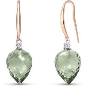 Green Amethyst & Diamond Astrid Classic Drop Earrings in 9ct Rose Gold