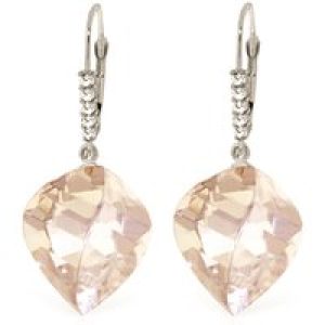 White Topaz & Diamond Geometric Drop Earrings in 9ct White Gold