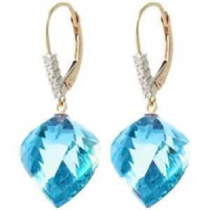 Blue Topaz & Diamond Geometric Drop Earrings in 9ct Gold