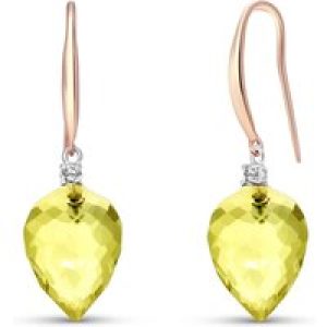 Lemon Quartz & Diamond Astrid Classic Drop Earrings in 9ct Rose Gold