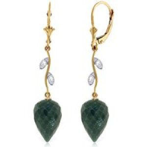 Emerald & Diamond Vine Drop Earrings in 9ct Gold