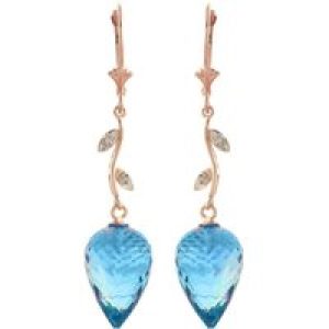Blue Topaz & Diamond Vine Drop Earrings in 9ct Rose Gold