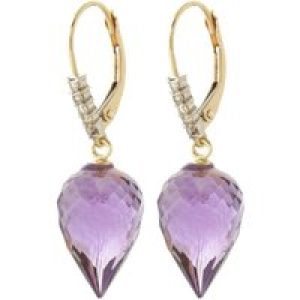 Amethyst & Diamond Astrid Contemporary Drop Earrings in 9ct Gold