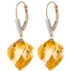 Citrine & Diamond Geometric Drop Earrings in 9ct Rose Gold