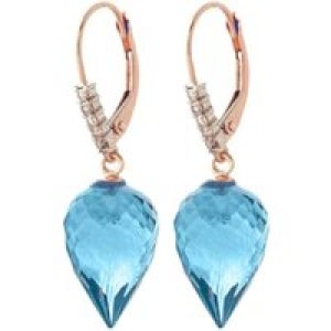 Blue Topaz & Diamond Astrid Contemporary Drop Earrings in 9ct Rose Gold