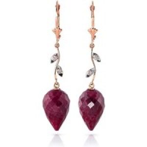 Ruby & Diamond Vine Drop Earrings in 9ct Rose Gold