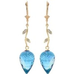 Blue Topaz & Diamond Vine Drop Earrings in 9ct Gold