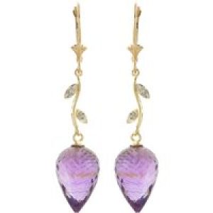 Amethyst & Diamond Vine Drop Earrings in 9ct Gold