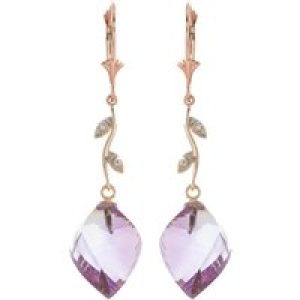 Amethyst & Diamond Dimensional Drop Earrings in 9ct Rose Gold