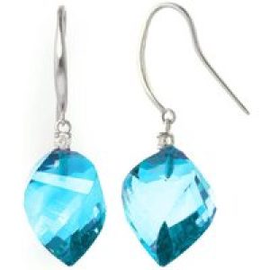 Blue Topaz & Diamond Geometric Drop Earrings in 9ct White Gold