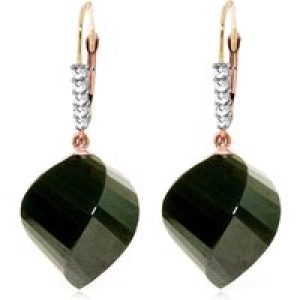 Spinel & Diamond Geometric Drop Earrings in 9ct Rose Gold