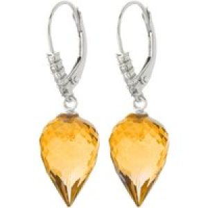 Citrine & Diamond Astrid Contemporary Drop Earrings in 9ct White Gold