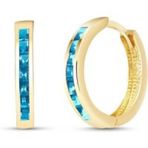 Blue Topaz Isabel Mosaic Huggie Earrings in 9ct Gold
