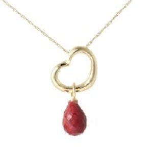 Ruby Marissa Heart Drop Pendant Necklace in 9ct Gold