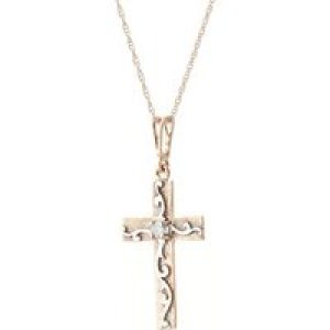 Diamond Amelia Detailed Cross Pendant Necklace in 9ct Rose Gold