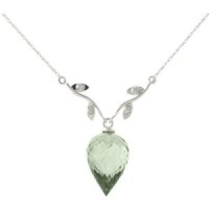 Green Amethyst & Diamond Gwen Dimensional Vine Pendant Necklace in 9ct White Gold