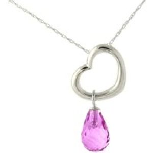 Pink Topaz Marissa Heart Drop Pendant Necklace in 9ct White Gold