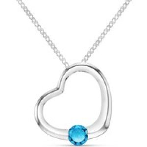 Blue Topaz Colette Heart Pendant Necklace in 9ct White Gold