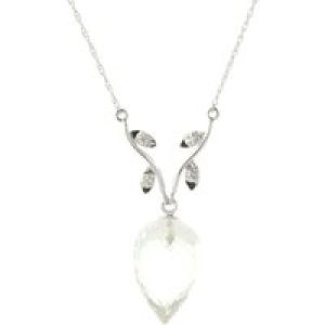 White Topaz & Diamond Gwen Dimensional Vine Pendant Necklace in 9ct White Gold