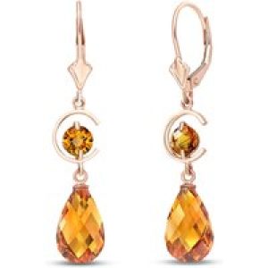 Citrine Ayla Dimensional Belle Drop Earrings in 9ct Rose Gold