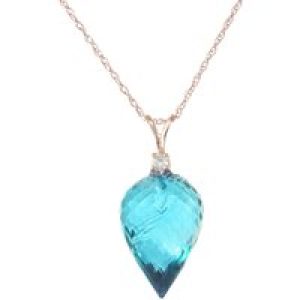 Blue Topaz & Diamond Gwen Dimensional Pendant Necklace in 9ct Rose Gold