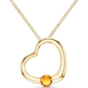 Citrine Colette Heart Pendant Necklace in 9ct Gold