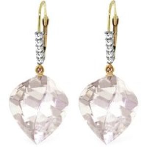 White Topaz & Diamond Geometric Drop Earrings in 9ct Gold