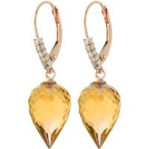 Citrine & Diamond Astrid Contemporary Drop Earrings in 9ct Rose Gold