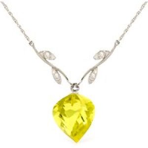 Lemon Quartz & Diamond Salma Dimensional Vine Pendant Necklace in 9ct White Gold