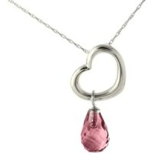 Garnet Marissa Heart Drop Pendant Necklace in 9ct White Gold