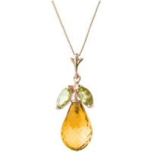 Citrine & Peridot Claudia Petal Drop Pendant Necklace in 9ct Rose Gold